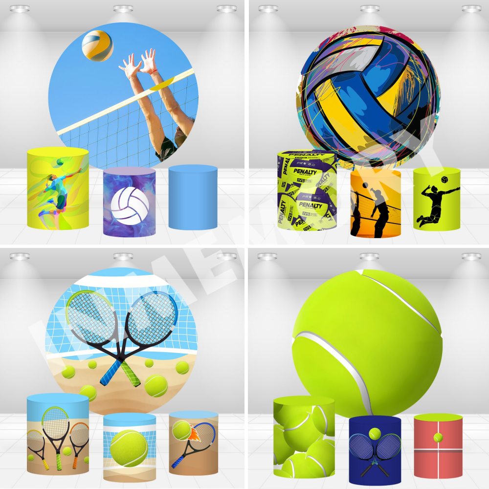 Table Tennis Background - Beach Volleyball theme Round Backdrop Children