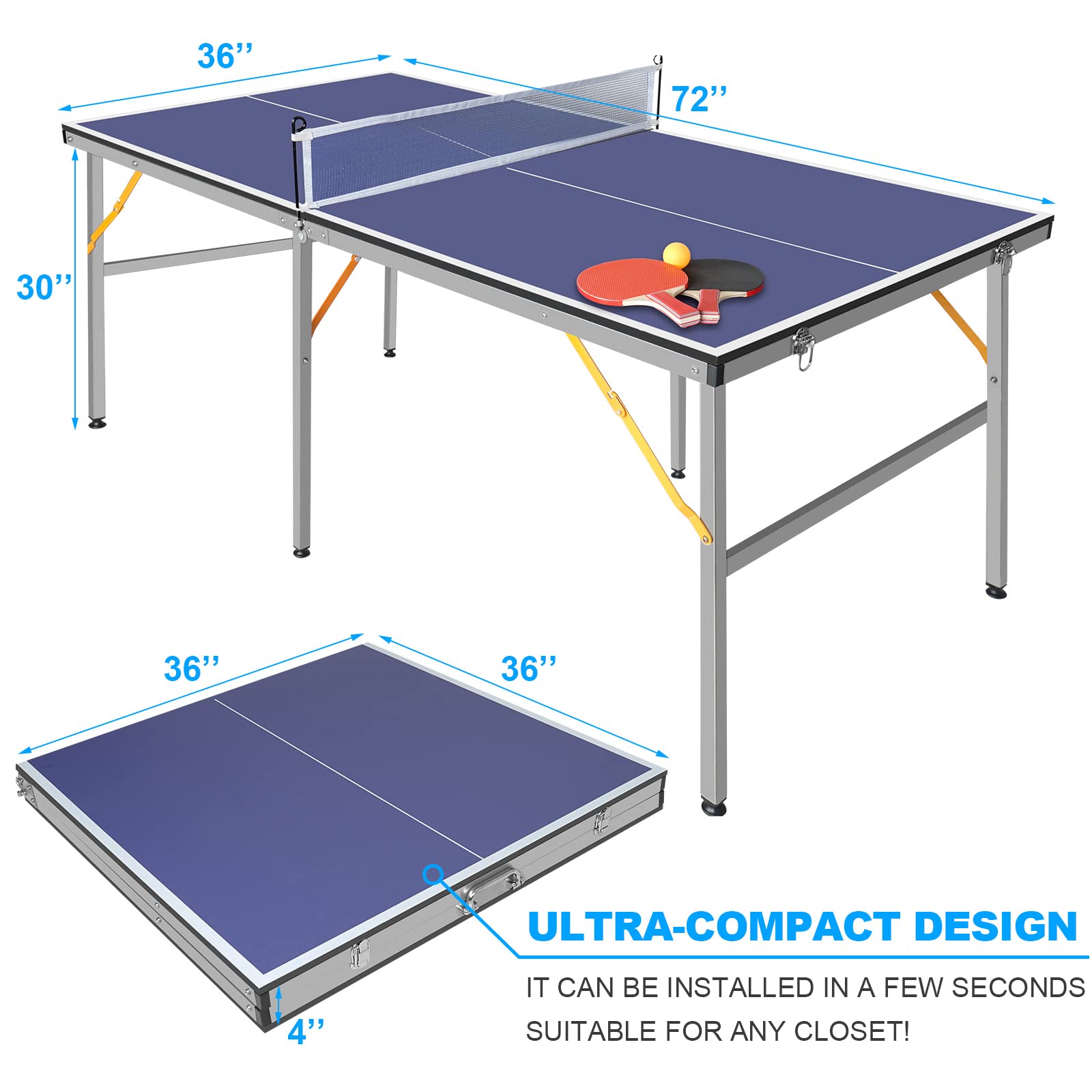 6X3ft Portable Ping Pong Table - Table Tennis Usa Team review and price